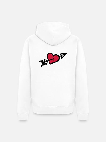 Arrow shot through heart - Unisex Premium Organic Zip Hoodie - white