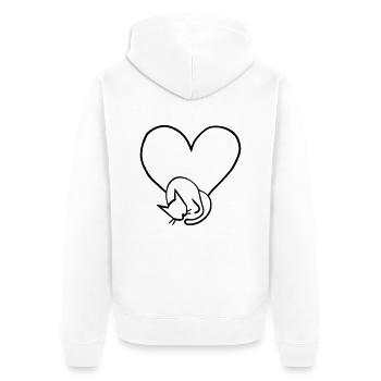Cats Love Heart Line Art Gift Idea - Unisex Premium Organic Zip Hoodie - white - Back - Thijin (182cm)