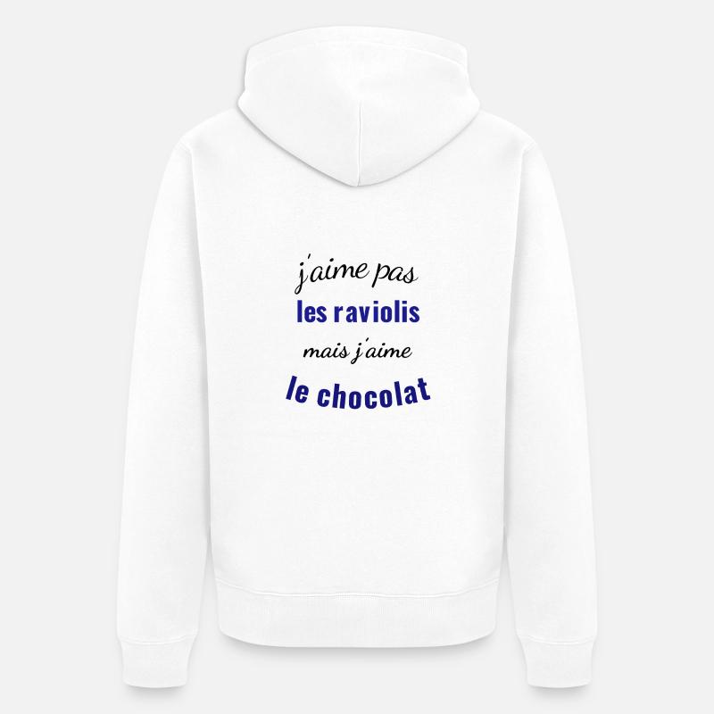 J aime pas les raviolis - Veste à capuche bio Premium Unisexe - blanc