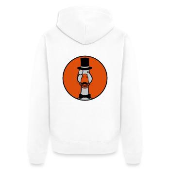 Gans Sir Monokel Brille - Unisex Premium Bio Zip Hoodie - Weiß - Hinten - Thijin (182cm)