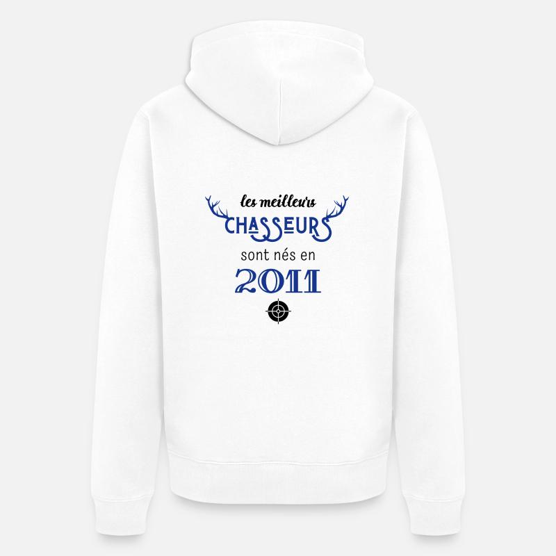 Anniversaire chasseur 2011 - Veste à capuche bio Premium Unisexe - blanc