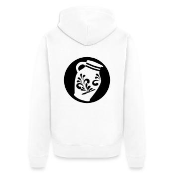 Bembel Design #Bembel #FrankfurtDesign - Unisex Premium Bio Zip Hoodie - Weiß - Hinten - Thijin (182cm)
