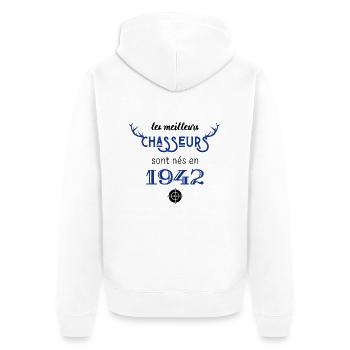 Anniversaire chasseur 1942 - Veste à capuche bio Premium Unisexe - blanc - Dos - Thijin (182cm)