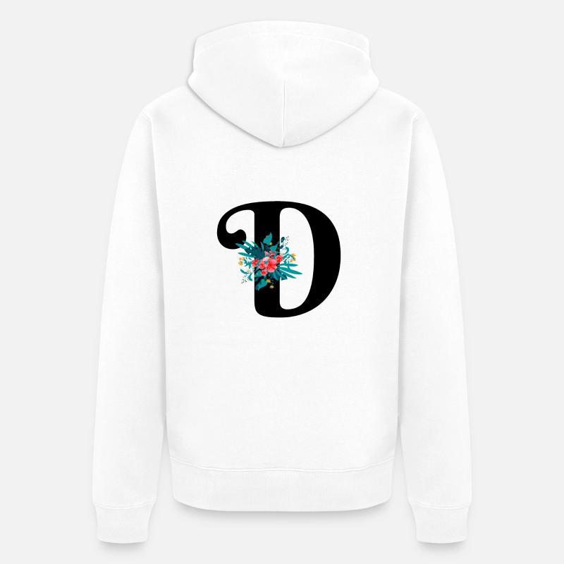 lettre D fleuris - Veste à capuche bio Premium Unisexe - blanc