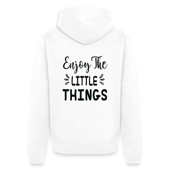 Enjoy the Little Things - Unisex Premium Bio Zip Hoodie - Weiß - Hinten - Thijin (182cm)