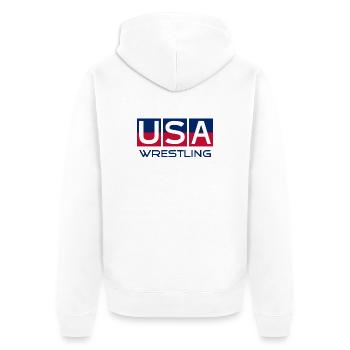 USA Wrestling - National Colors - United States - Unisex Premium Organic Zip Hoodie - white - Back - Thijin (182cm)