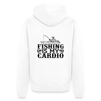 Fishing is my Cardio - Unisex Premium Organic Zip Hoodie - white - Back - Thijin (182cm)