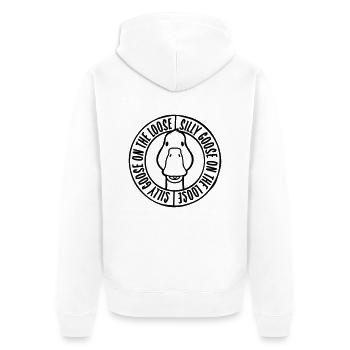 goose on the loose - Unisex Premium Bio Zip Hoodie - Weiß - Hinten - Thijin (182cm)