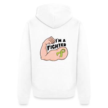 Fight Cancer - Green Ribbon - Unisex Premium Bio Zip Hoodie - Weiß - Hinten - Thijin (182cm)