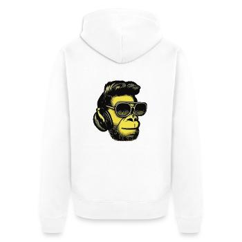 Monkey listening to music with headphones - Unisex Premium Organic Zip Hoodie - white - Back - Thijin (182cm)