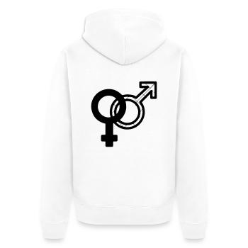 männlichundweiblich - Unisex Premium Bio Zip Hoodie - Weiß - Hinten - Thijin (182cm)
