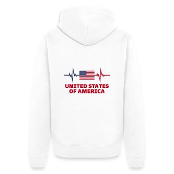 Vereinigte Staaten von Amerika Football Heartbeat USA - Unisex Premium Bio Zip Hoodie - Weiß - Hinten - Thijin (182cm)