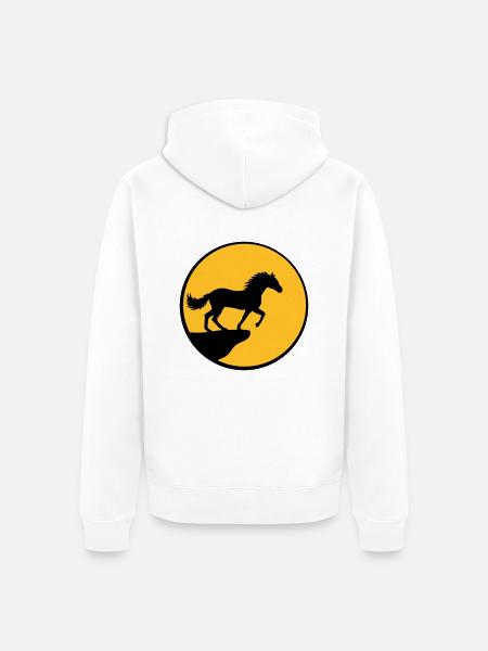 Standing Horse Cliff Moon - Unisex Premium Organic Zip Hoodie - white