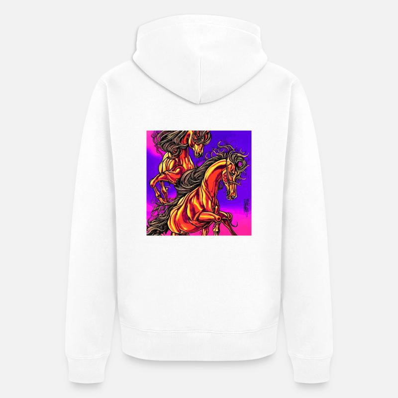 Illustration abstraite d’un cheval - Veste à capuche bio Premium Unisexe - blanc