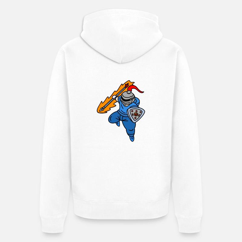 Cooler Ritter mit Kapuzenpullover - Unisex Premium Bio Zip Hoodie - Weiß