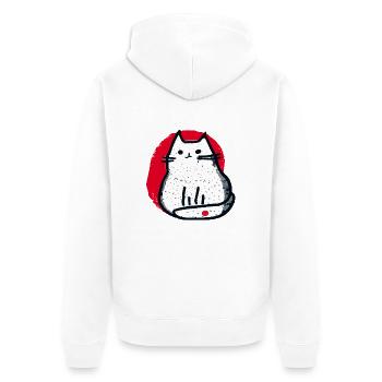 Katzen Japan - Unisex Premium Bio Zip Hoodie - Weiß - Hinten - Thijin (182cm)