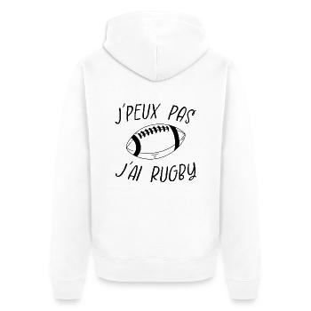 j'peux pas j'ai rugby - Veste à capuche bio Premium Unisexe - blanc - Dos - Thijin (182cm)