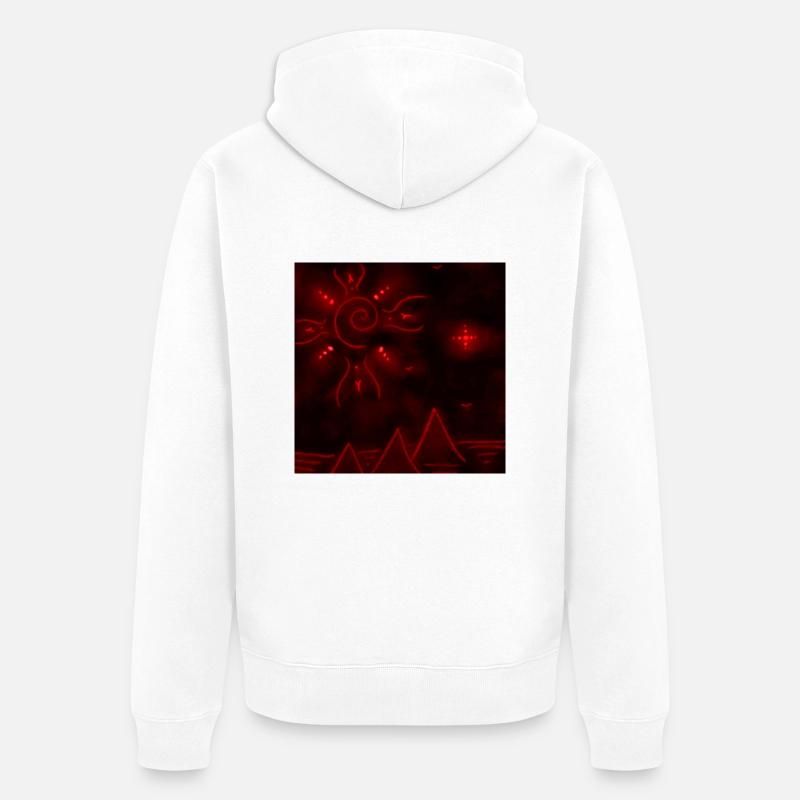 SOLEIL ET PYRAMIDES ROUGES - Veste à capuche bio Premium Unisexe - blanc