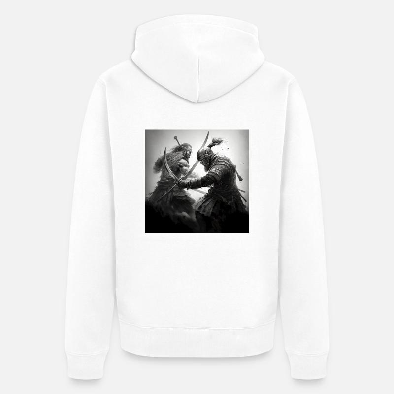 Samouraï Vs Vikings - Veste à capuche bio Premium Unisexe - blanc