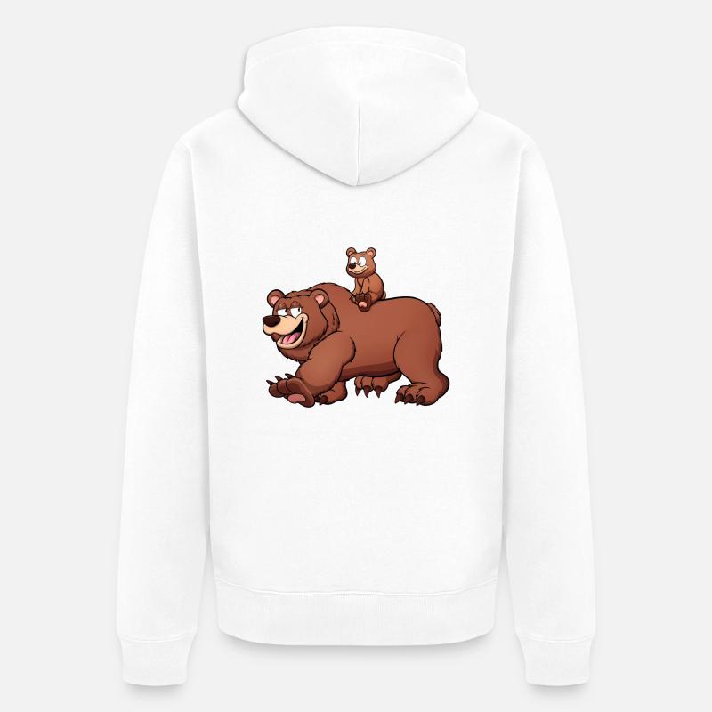 Père Ours avec Bébé Ours - Veste à capuche bio Premium Unisexe - blanc