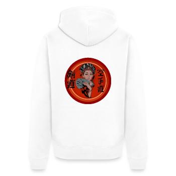 Geisha rouge - Veste à capuche bio Premium Unisexe - blanc - Dos - Thijin (182cm)