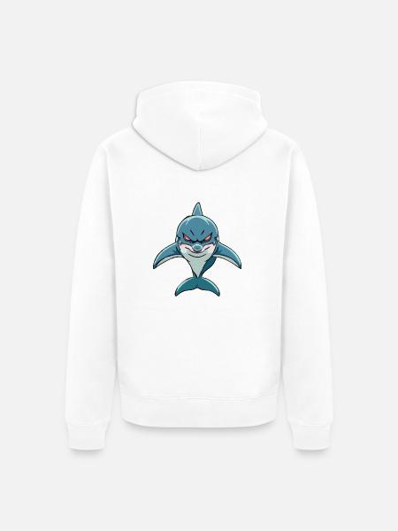 Krok der gefährliche Delfin - Unisex Premium Bio Zip Hoodie - Weiß