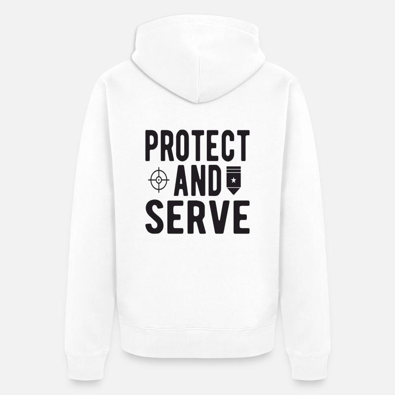 Protéger et servir - Veste à capuche bio Premium Unisexe - blanc