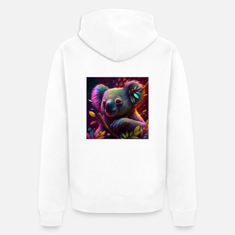 Farbiger Koala, einzigartiges Design - Unisex Premium Bio Zip Hoodie - Weiß