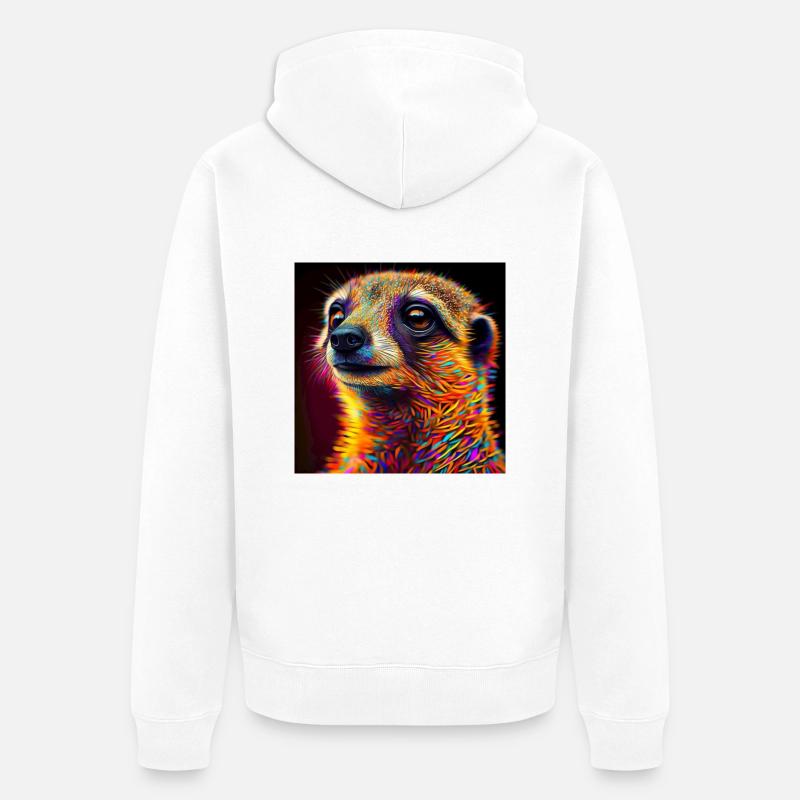 Farbiges Erdmännchen, einzigartiges Design - Unisex Premium Bio Zip Hoodie - Weiß