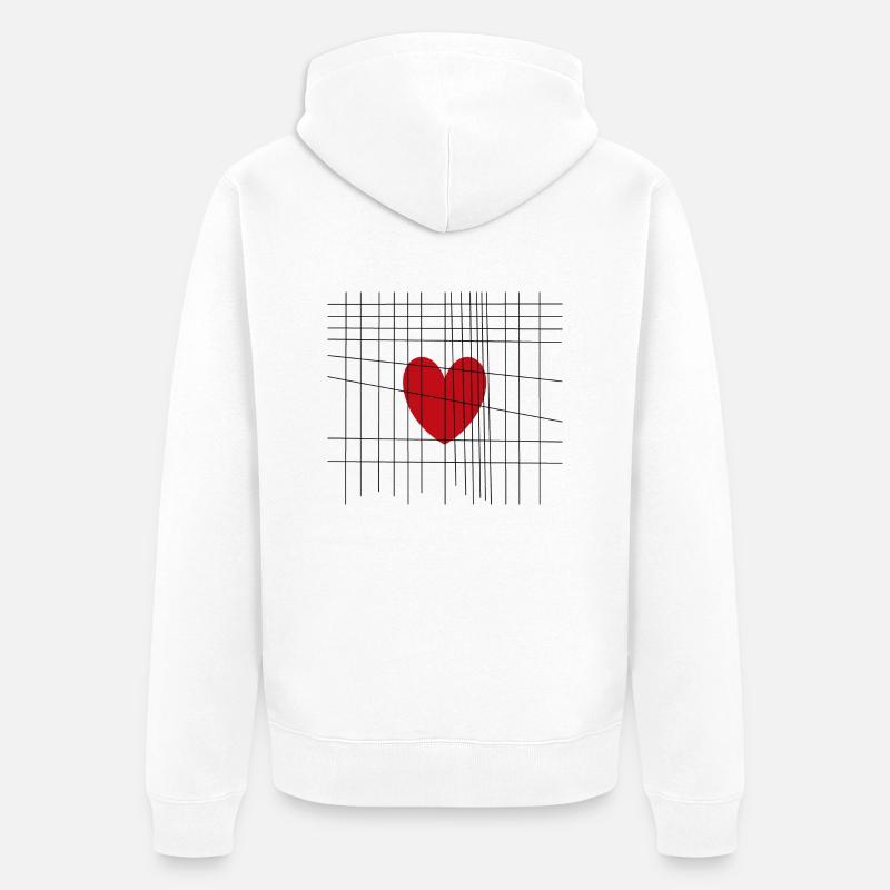 Herz hinter Gittern - Unisex Premium Bio Zip Hoodie - Weiß