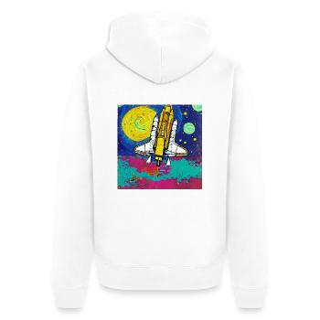 Space Shuttle Van Gogh - Unisex Premium Bio Zip Hoodie - Weiß - Hinten - Thijin (182cm)