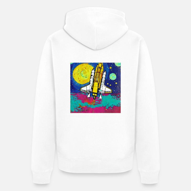 Space Shuttle Van Gogh - Unisex Premium Bio Zip Hoodie - Weiß