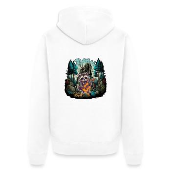 Machen Sie sich bereit, mit dieser epischen Waldbühnenkunst zu rocken - Unisex Premium Bio Zip Hoodie - Weiß - Hinten - Thijin (182cm)