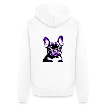 Chiens Propriétaire de chien Chien bouledogue français - Veste à capuche bio Premium Unisexe - blanc - Dos - Thijin (182cm)