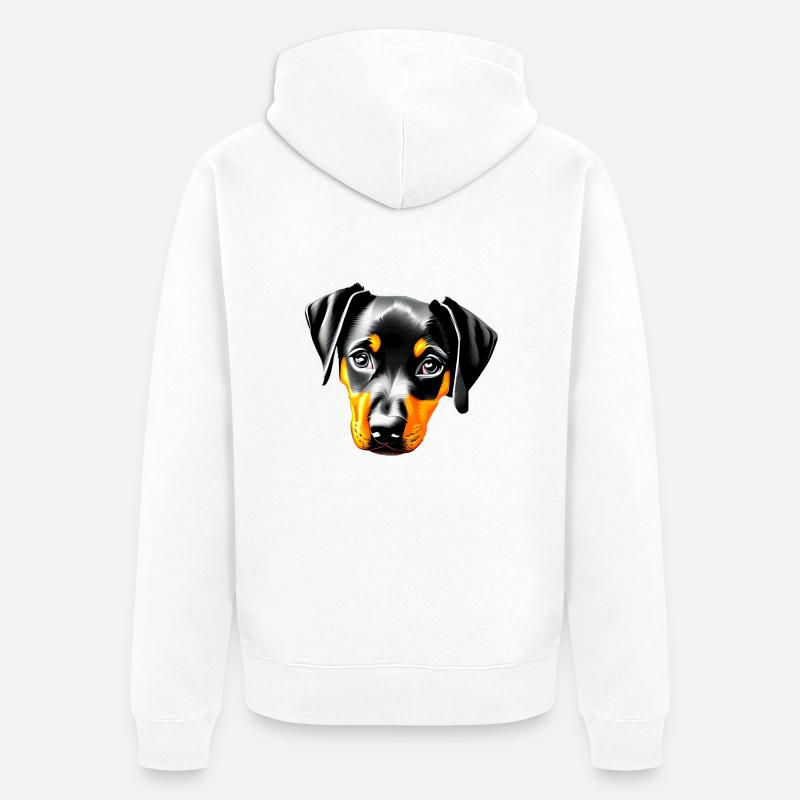 Dobermann Hund Dobermanntrainer Dobermannwelpe - Unisex Premium Bio Zip Hoodie - Weiß