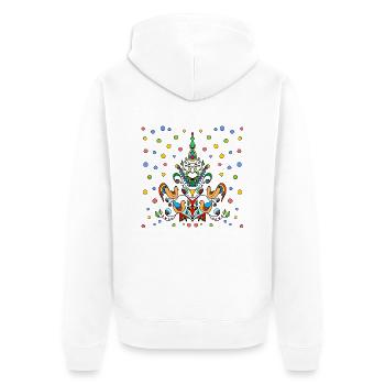 Hen and rooster - Unisex Premium Organic Zip Hoodie - white - Back - Thijin (182cm)