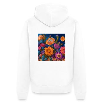 Amazing group of Magic desert flowers - Unisex Premium Organic Zip Hoodie - white - Back - Thijin (182cm)