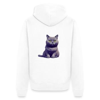 Chat chaton britannique à poil court Chats - Veste à capuche bio Premium Unisexe - blanc - Dos - Thijin (182cm)