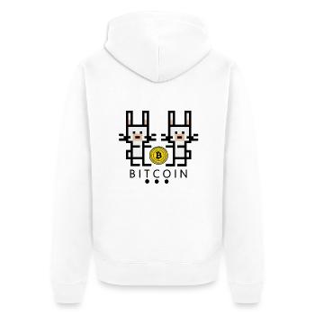 white rabbits collect bitcoin - Unisex Premium Organic Zip Hoodie - white - Back - Thijin (182cm)