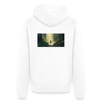 Bambus Wald - Unisex Premium Bio Zip Hoodie - Weiß - Hinten - Thijin (182cm)