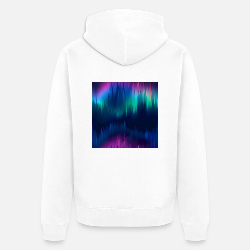 Celestial Aurora: Polarlichter-Kollektion - Unisex Premium Bio Zip Hoodie - Weiß