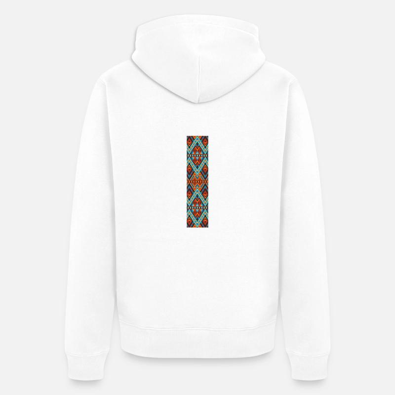 Buchstabe I- Boho-Design, buntes Monogramm - Unisex Premium Bio Zip Hoodie - Weiß