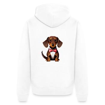 Dachshund Dogs with suit Dog Dachshund puppy - Unisex Premium Organic Zip Hoodie - white - Back - Thijin (182cm)