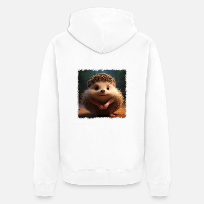 Hérisson mignon - Veste à capuche bio Premium Unisexe - blanc