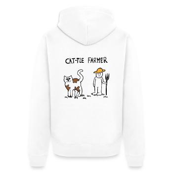 Rinder Katze Bauer - Unisex Premium Bio Zip Hoodie - Weiß - Hinten - Thijin (182cm)