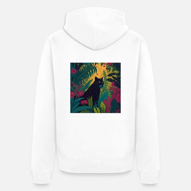 Jungle de la panthère noire - Veste à capuche bio Premium Unisexe - blanc