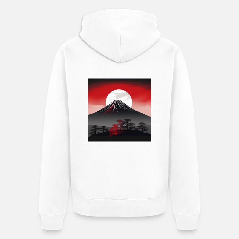 Le summum de l’inspiration : le Mont Fuji dans son p - Veste à capuche bio Premium Unisexe - blanc