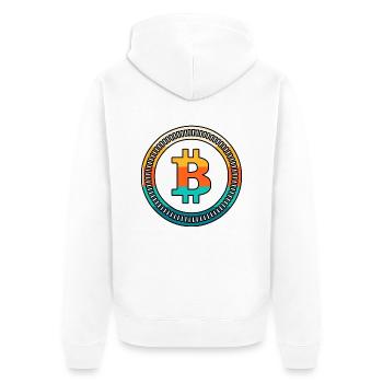 Bitcoin rétro - Veste à capuche bio Premium Unisexe - blanc - Dos - Thijin (182cm)
