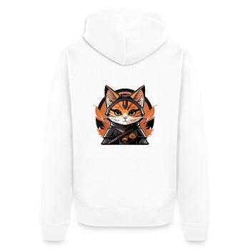 Chat ninja - Veste à capuche bio Premium Unisexe - blanc - Dos - Thijin (182cm)