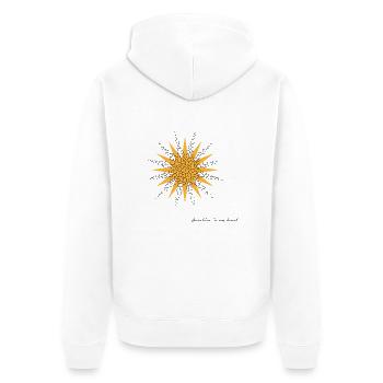 Sonnenschein in meinem Herzen - Unisex Premium Bio Zip Hoodie - Weiß - Hinten - Thijin (182cm)